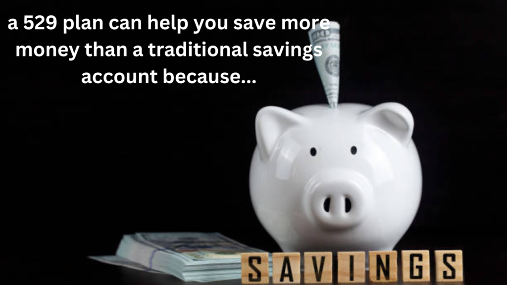 a 529 plan can help you save more money than a traditional savings account because...				